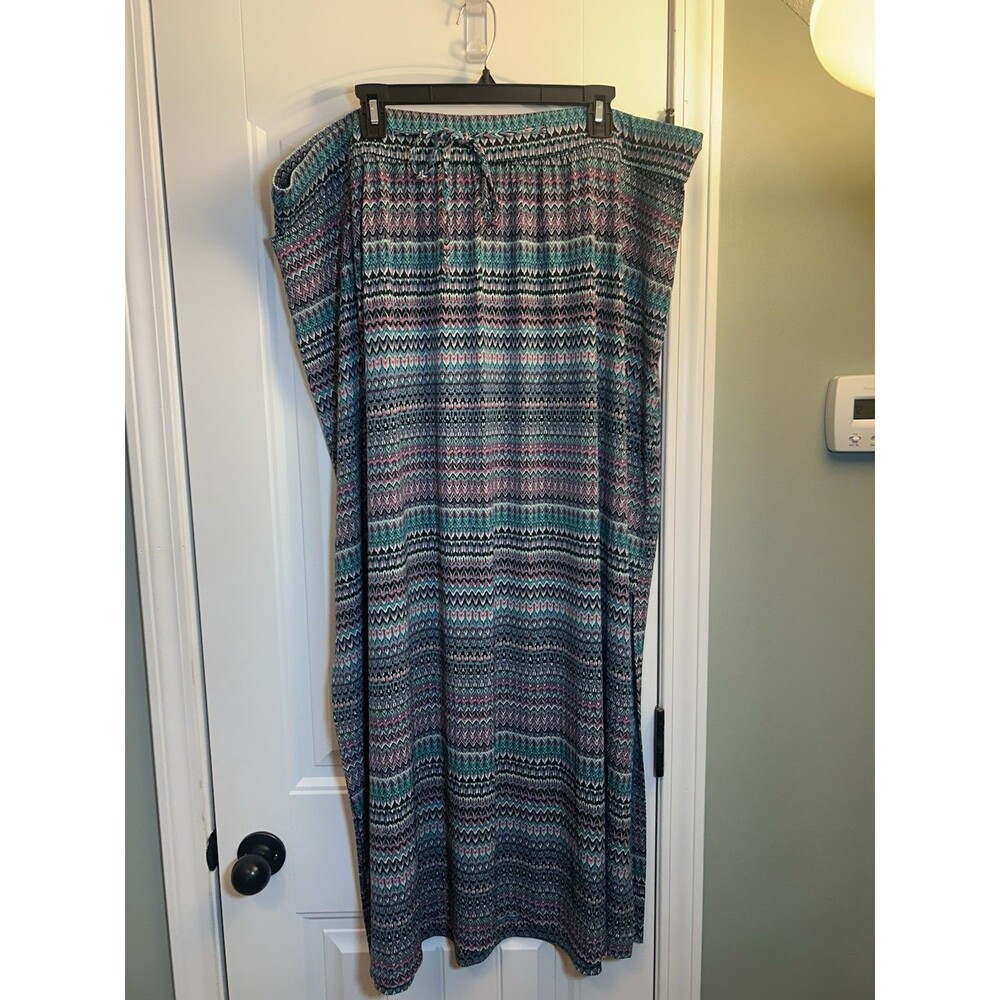 Lane Bryant Maxi Skirt 26/28 Chevron Print Side Slits Stretch Boho Long Plus - Picture 2 of 13